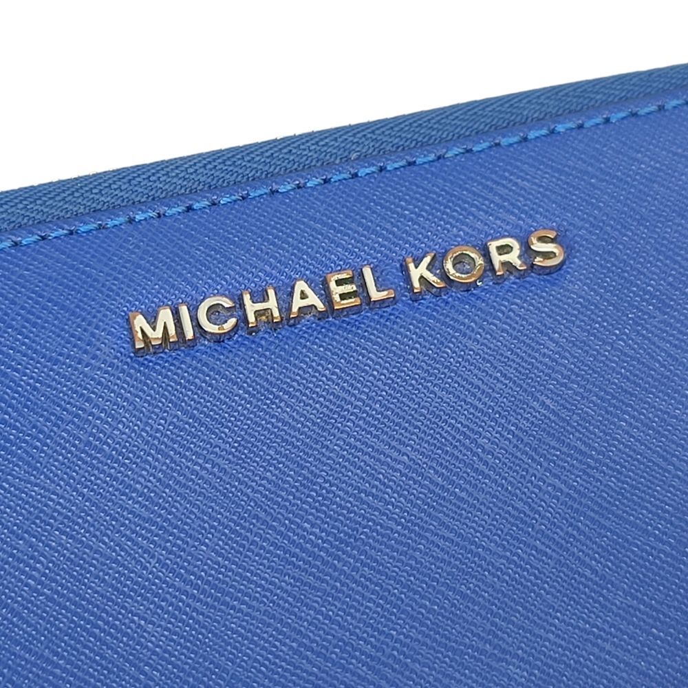 Michael Kors Jet Set Travel Electric Blue Leather Wristlet - Picture 2 of 16